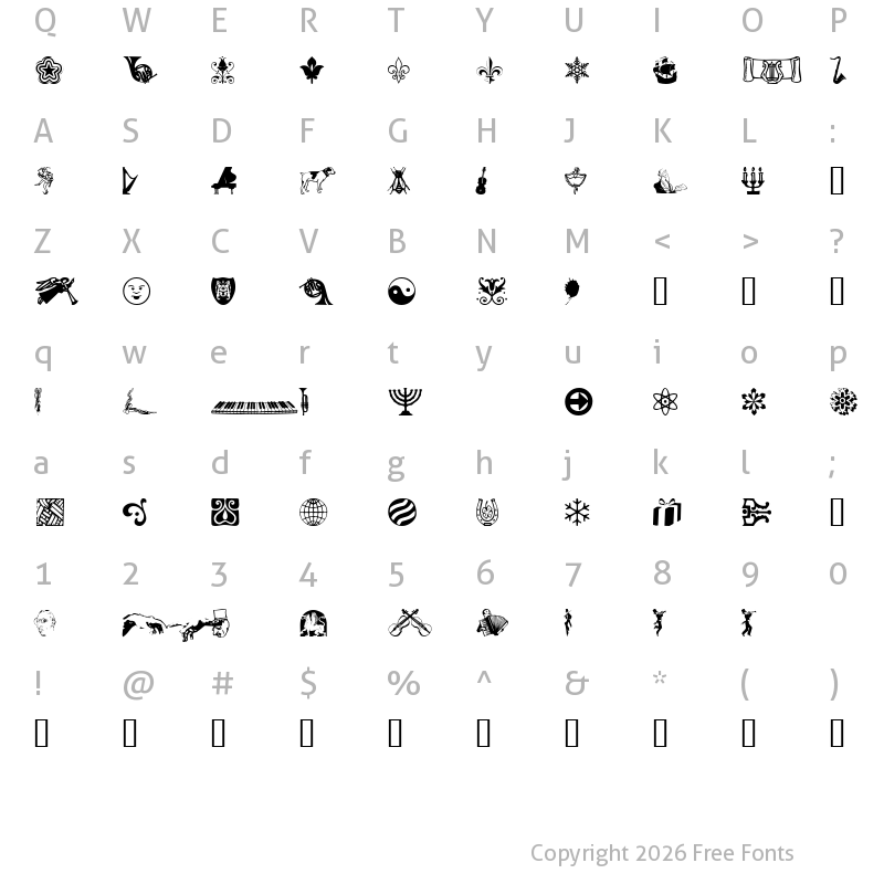 Character Map of DoodleDingbatsOneSSi Regular