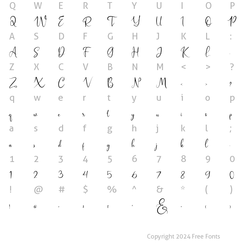 Character Map of Dorillya Regular