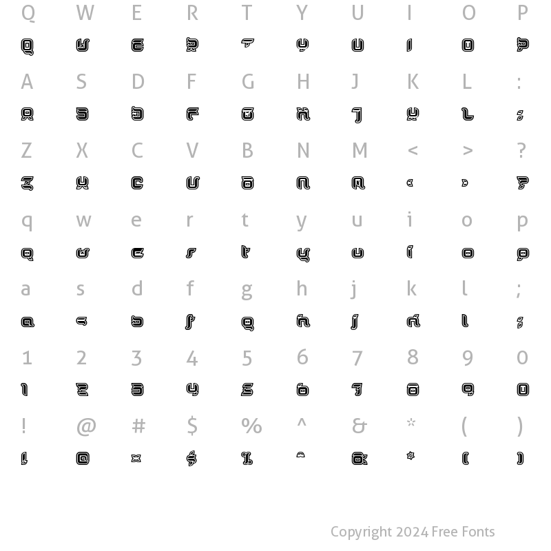 Character Map of Doris OrangeOutline Regular