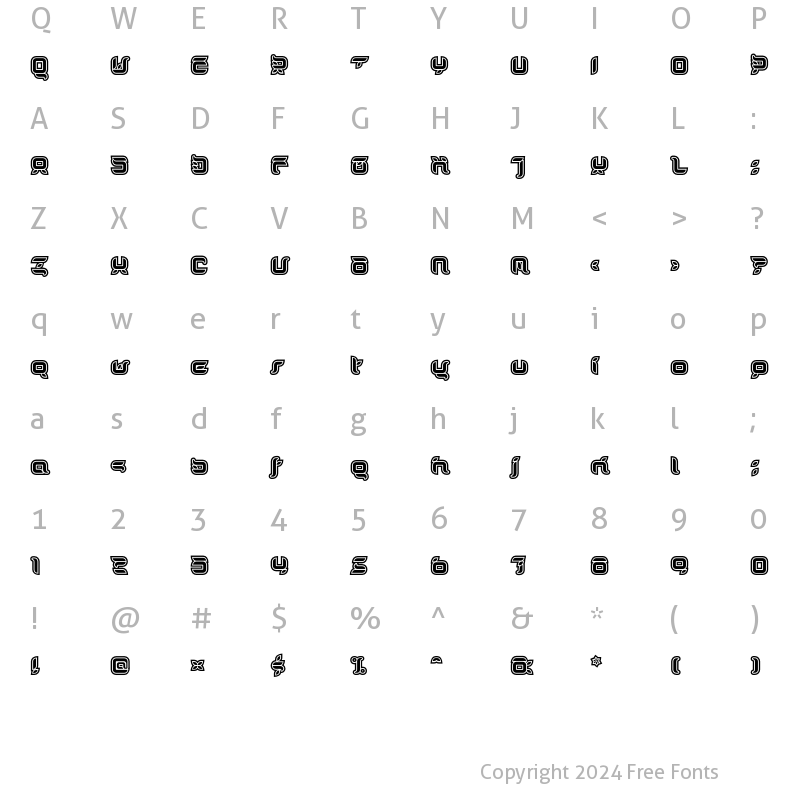 Character Map of DorisOrange Outline Regular