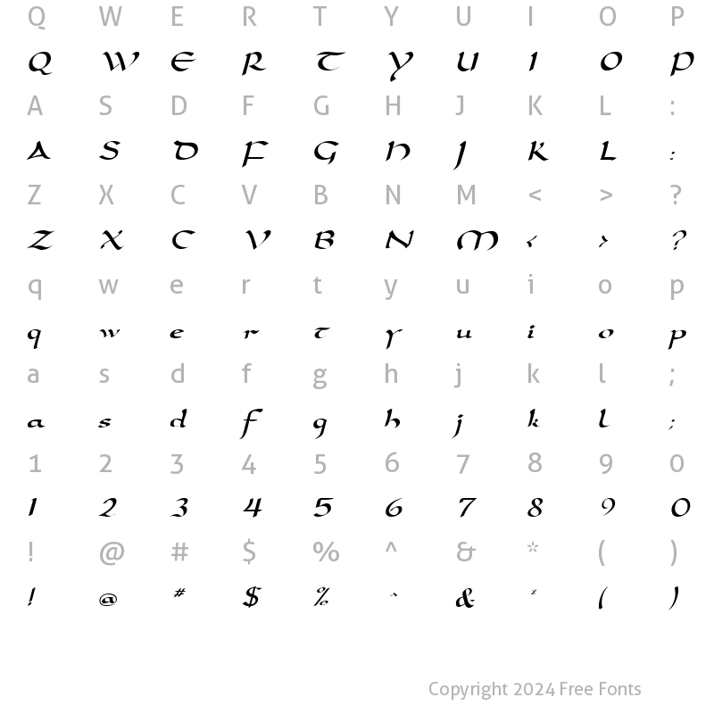 Character Map of Dorita DB Regular