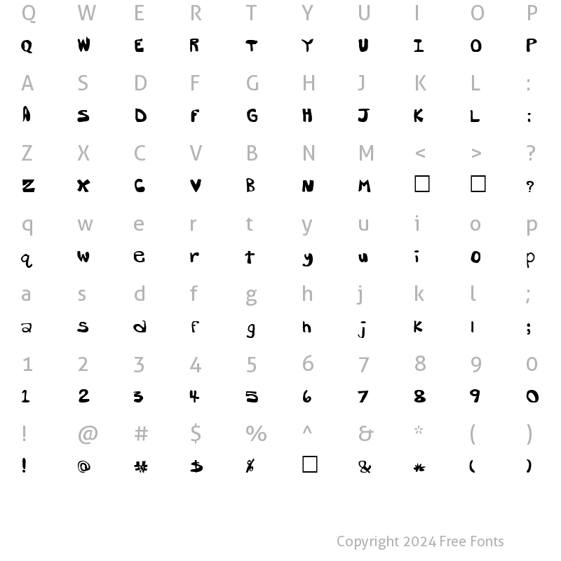 Character Map of Dork Butt Regular