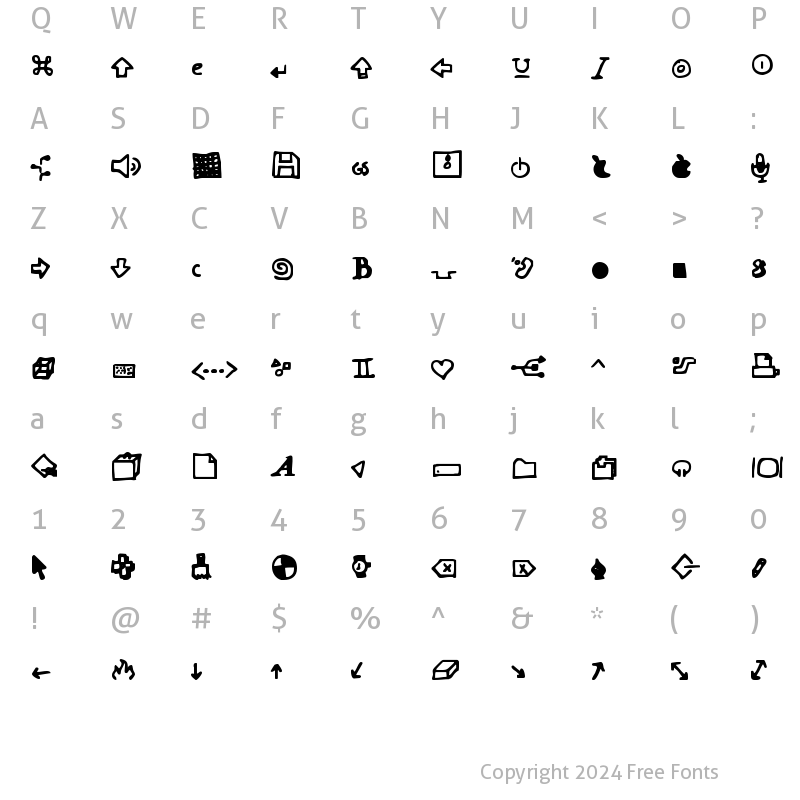 Character Map of Dot Com Regular