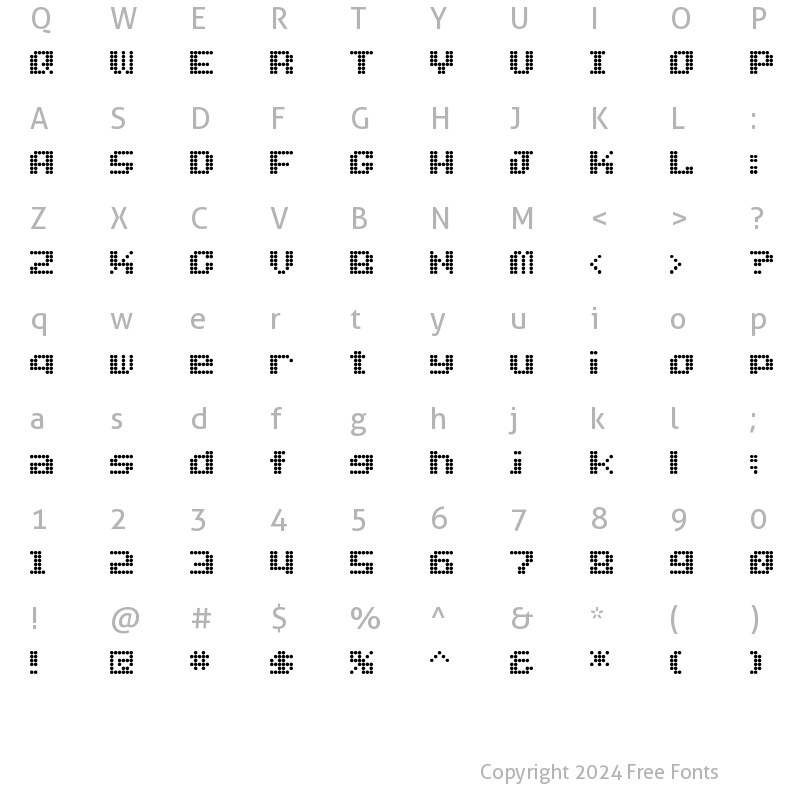 Character Map of Dot Font Eng