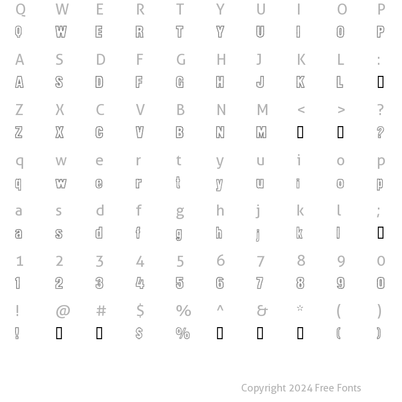 Character Map of Dot Trail Regular