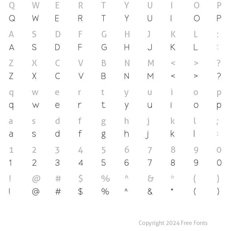 Character Map of Dotcom Light Regular