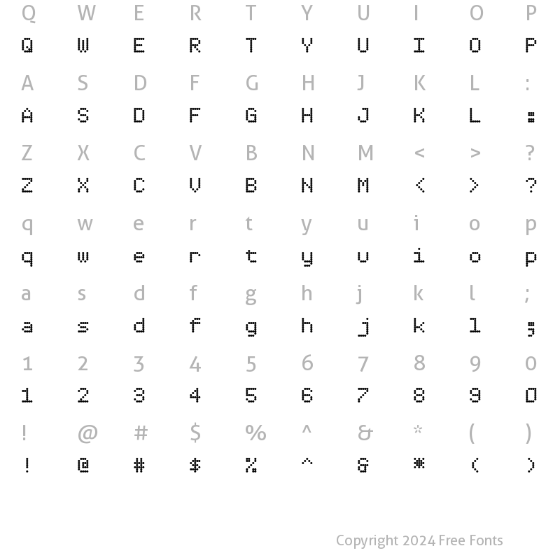 Character Map of Dotimatrix 5 Regular