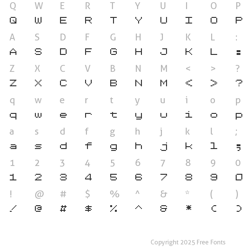 Character Map of Dotimatrix 7 Regular