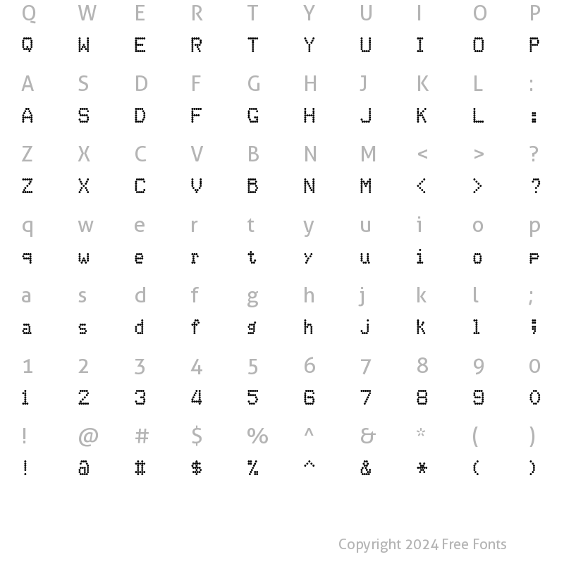 Character Map of DotMatrix OneRegular