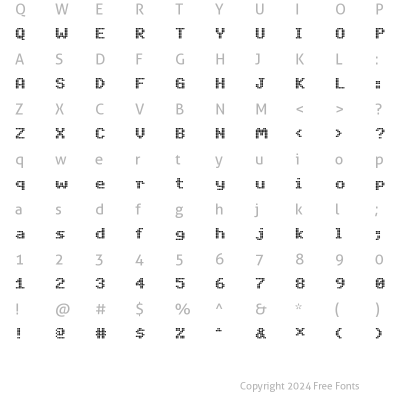 Character Map of DotMatrix TwoExtended Regular