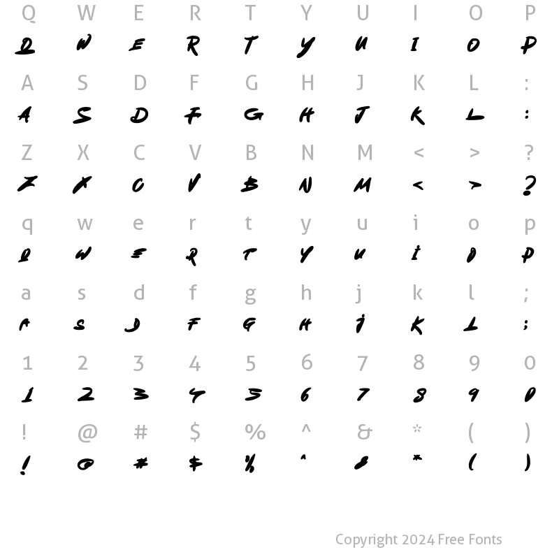 Character Map of Double Seat Display Bold Display Bold