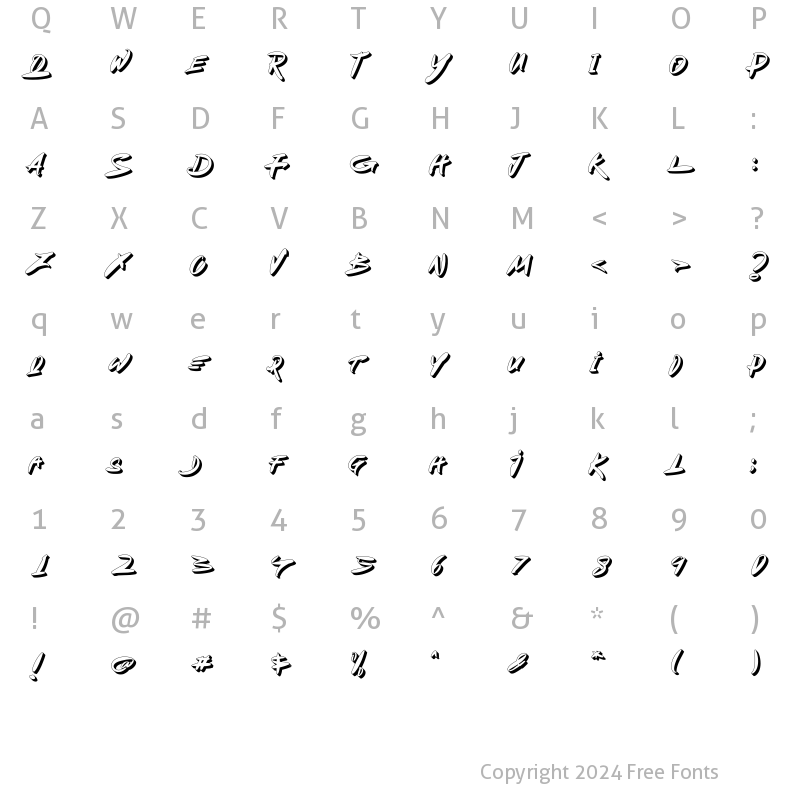 Character Map of Double Seat Display Right Extrudes Display Right Extrudes