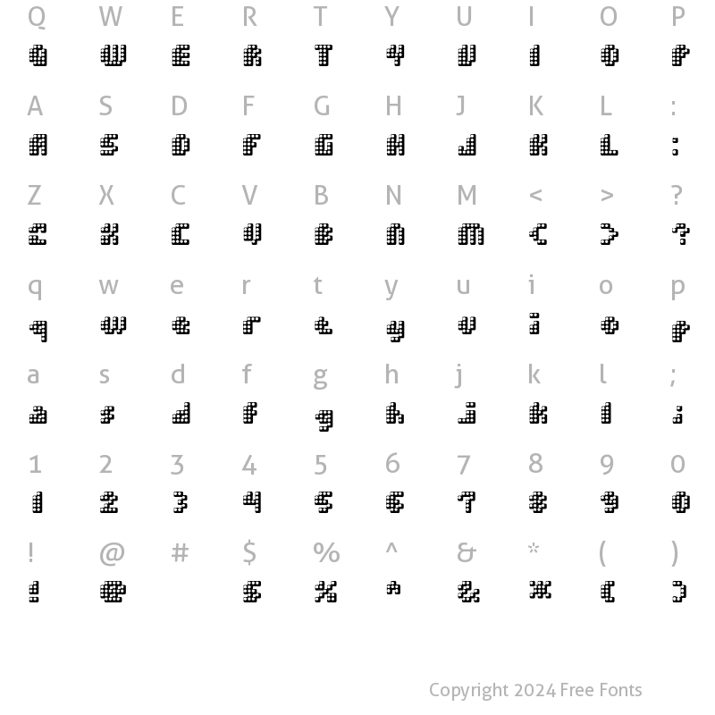 Character Map of Double Strike Regular