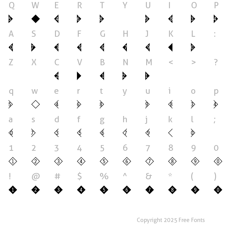 Character Map of DoubleDigits Diamond Regular