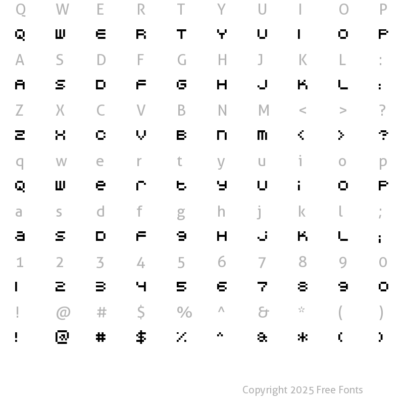 Character Map of DoubleOhOne Regular