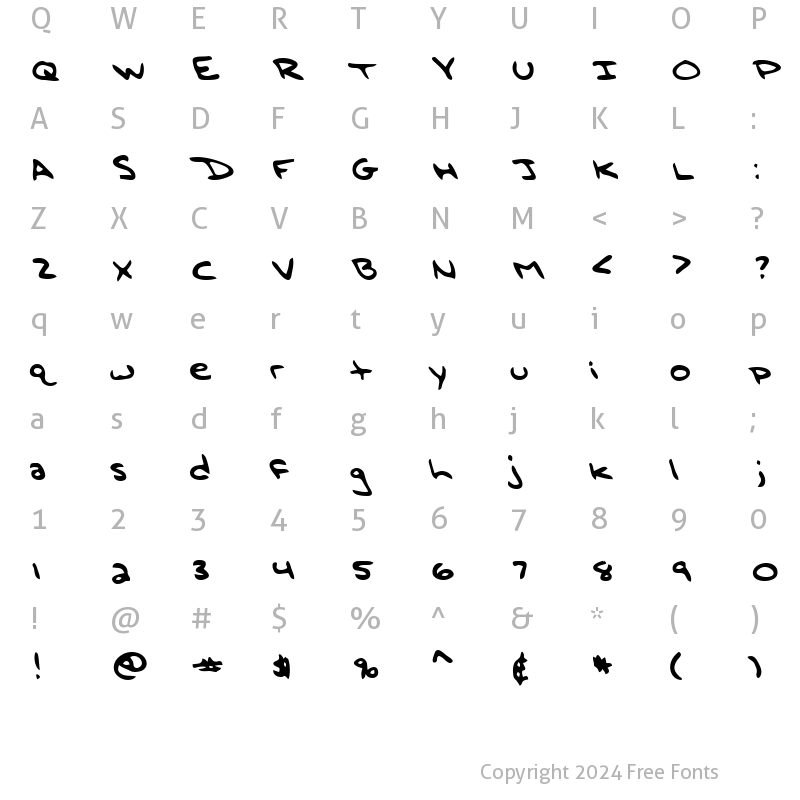 Character Map of Douglas Regular