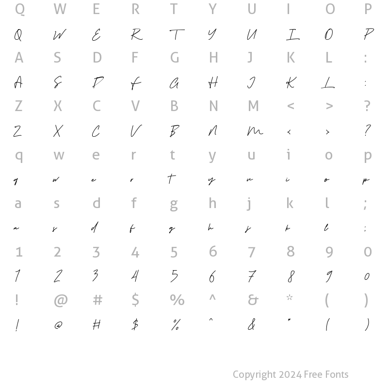 Character Map of Doupple Signature Regular