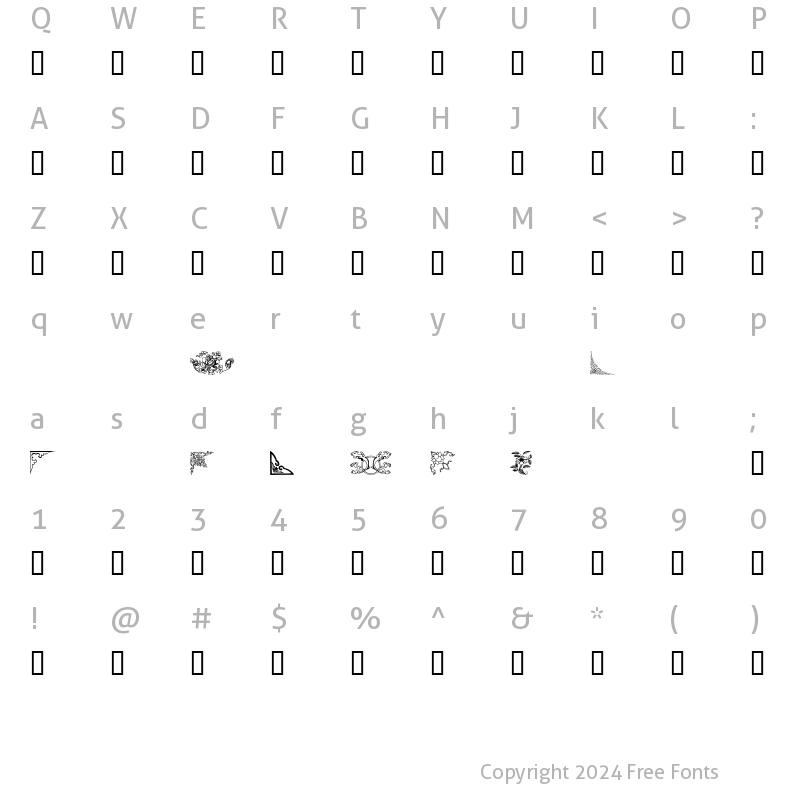 Character Map of Dover Chinese Motif Design Regular