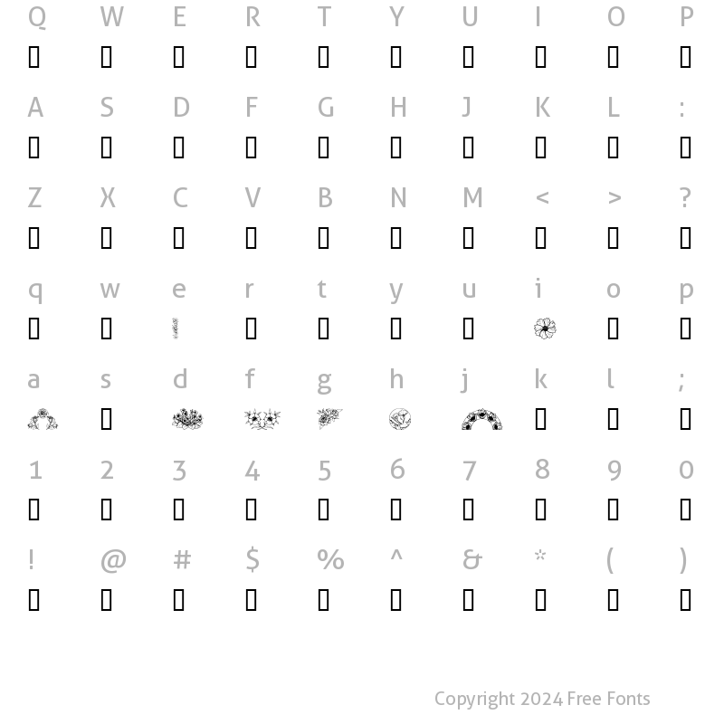 Character Map of Dover Floral and Design II Regular