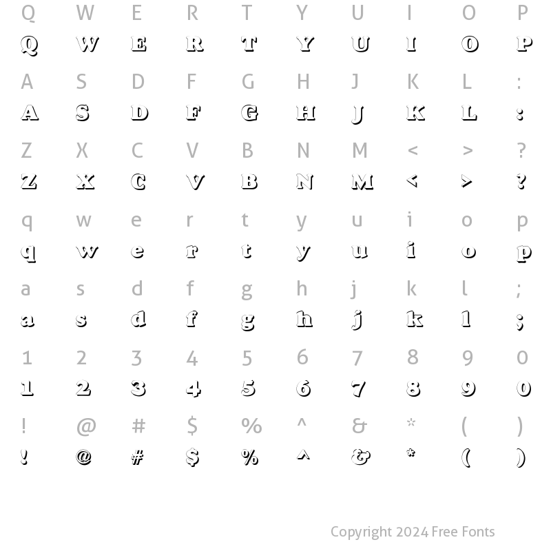 Character Map of Dover Shadow Regular