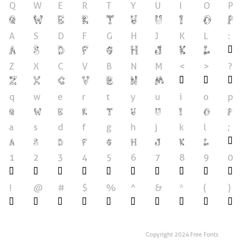 Character Map of Down the Drain Regular