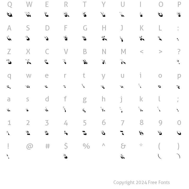 Character Map of Down Wind Lefty Regular