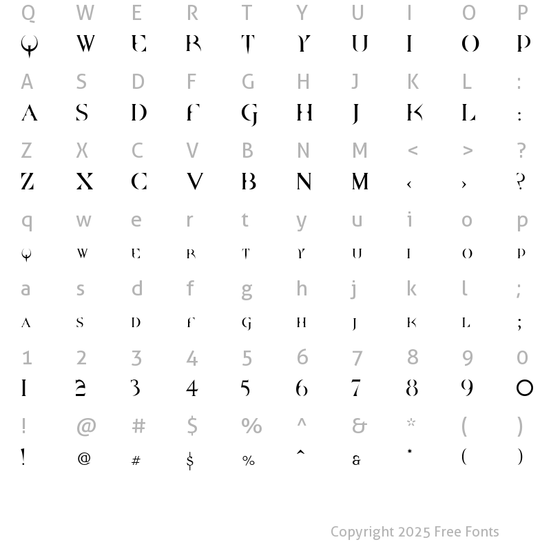 Character Map of DpQuake Regular