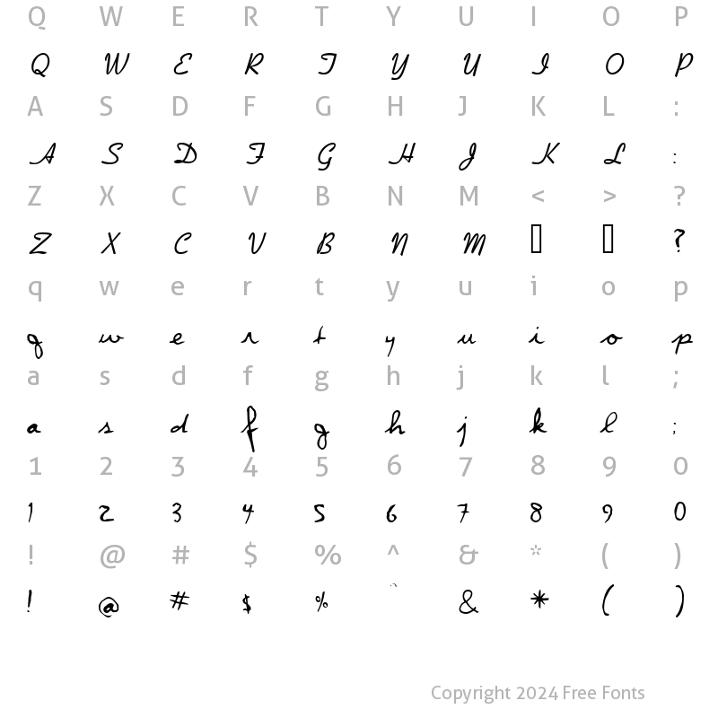 Character Map of DpScript Regular