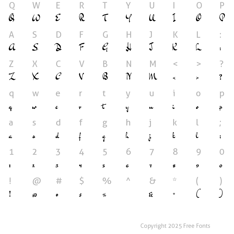 Character Map of Dr Sugiyama Regular