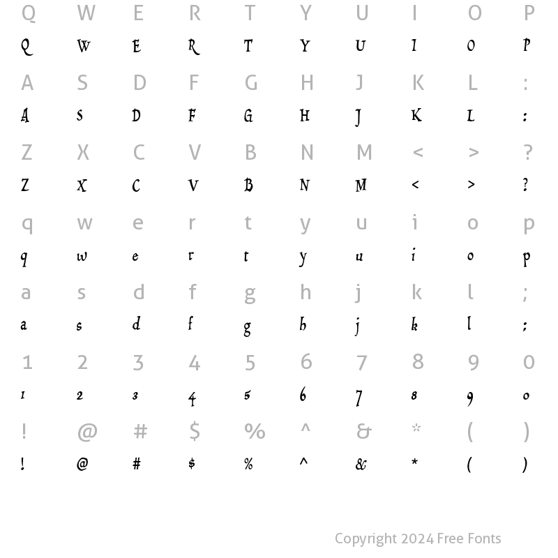 Character Map of Draculon Regular