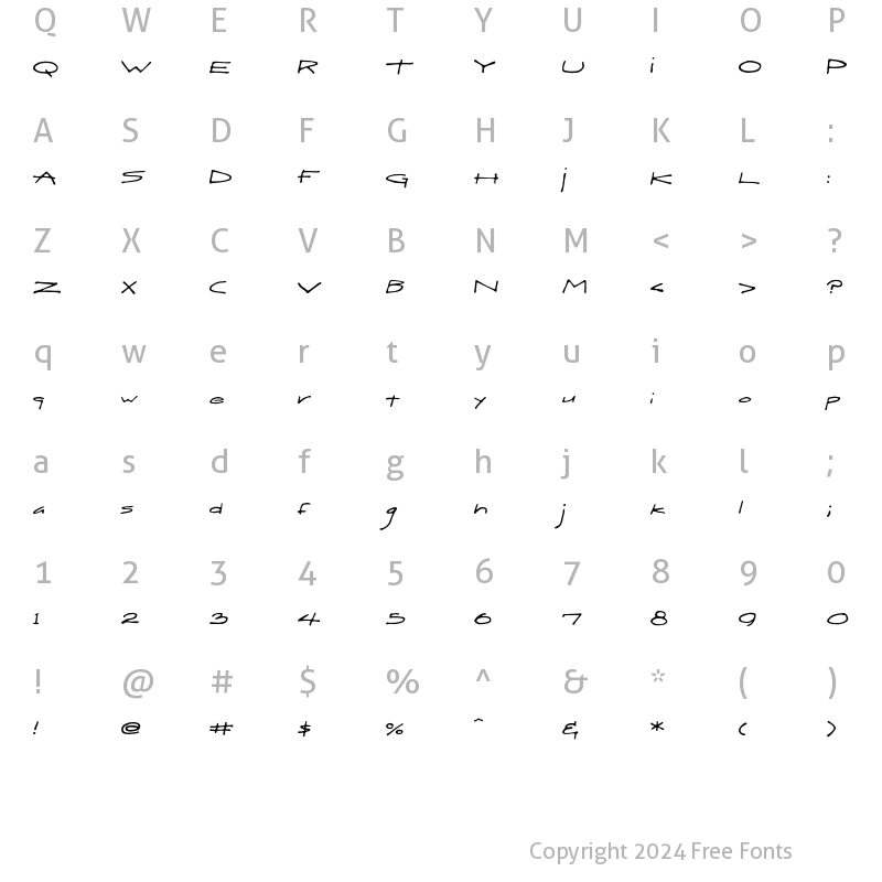 Character Map of DraftHand Regular