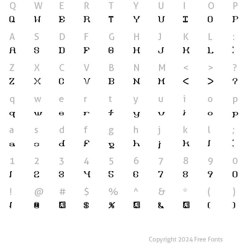 Character Map of Draggle (BRK) Regular