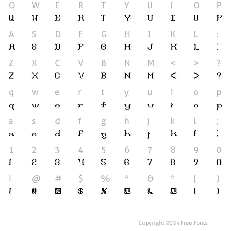 Character Map of Draggle over kerned BRK Regular