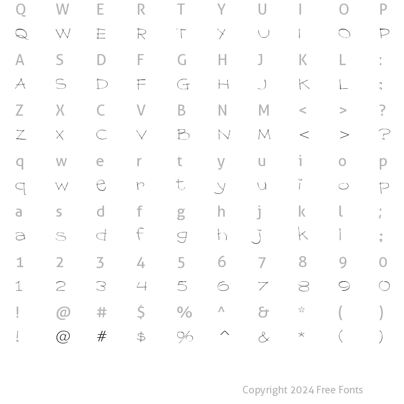 Character Map of Dragline BTN Th Regular