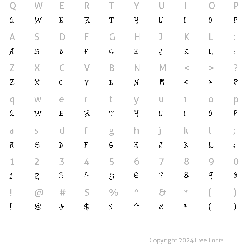 Character Map of Dragon Harbour Regular