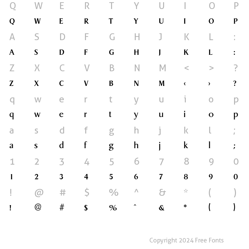 Character Map of Dragon-Medium Regular