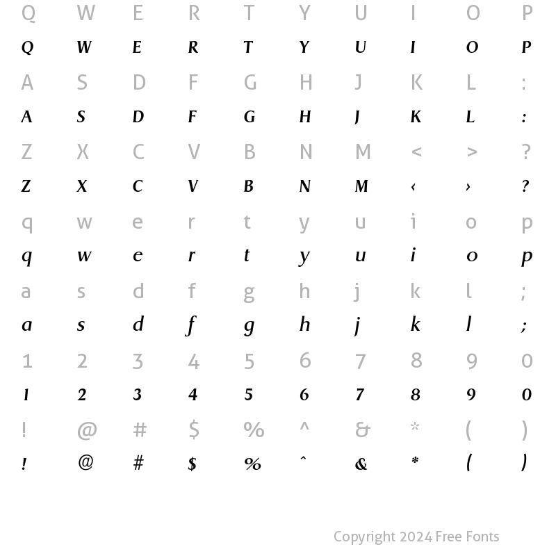 Character Map of Dragon-MediumIta Regular