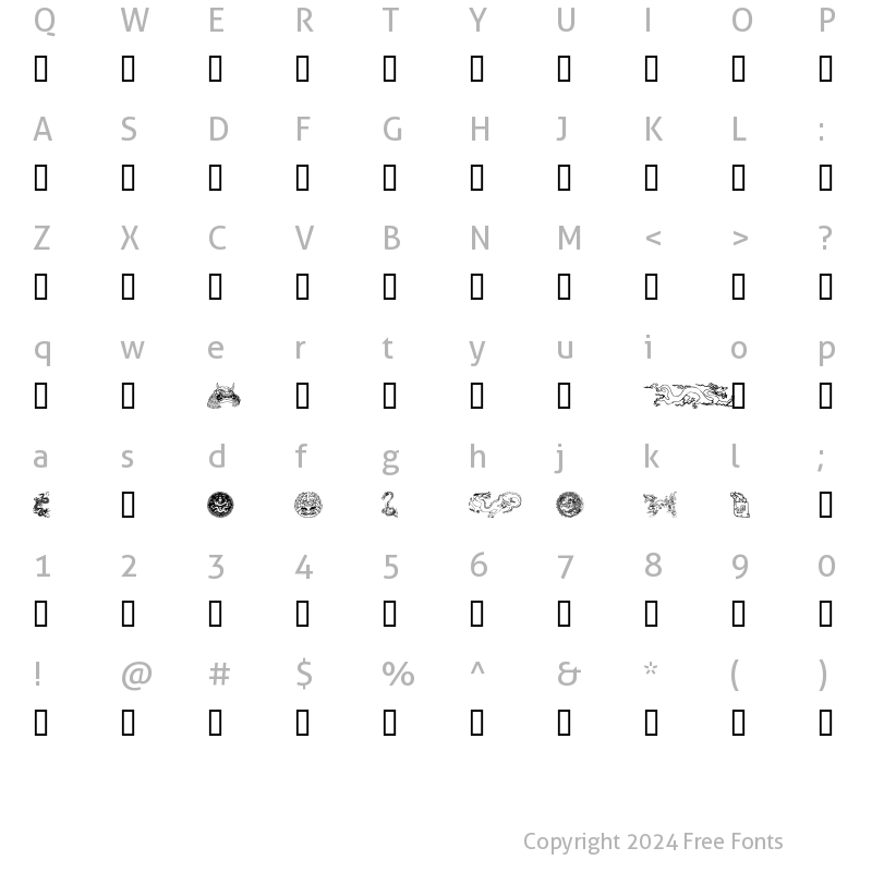 Character Map of Dragons Regular