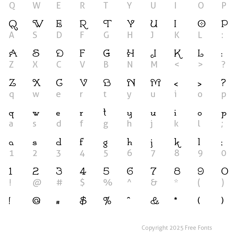 Character Map of Draughtsman Label Hand Regular