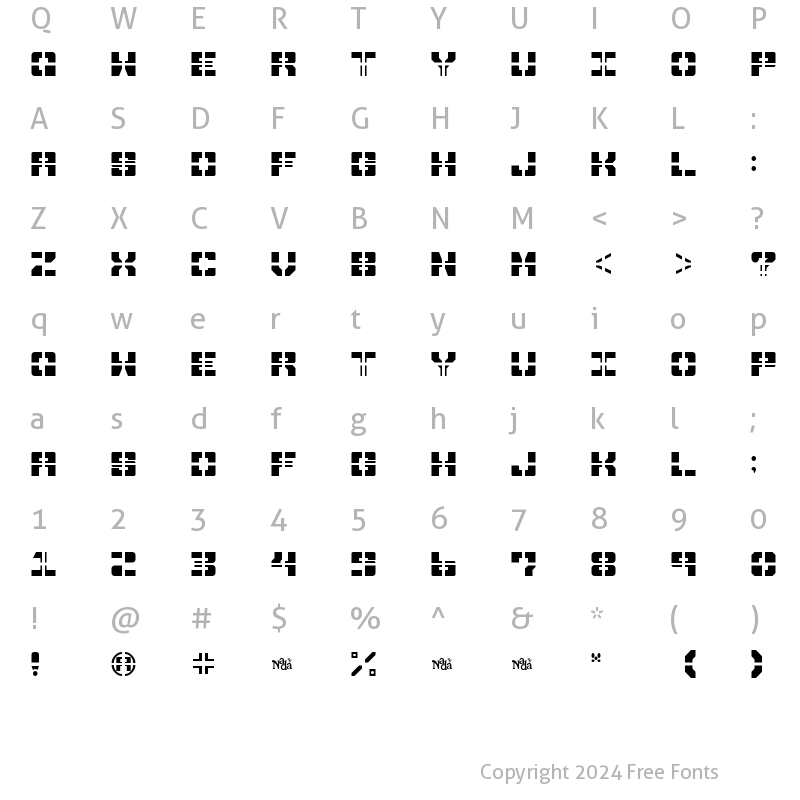 Character Map of Drawn and Quartered Regular