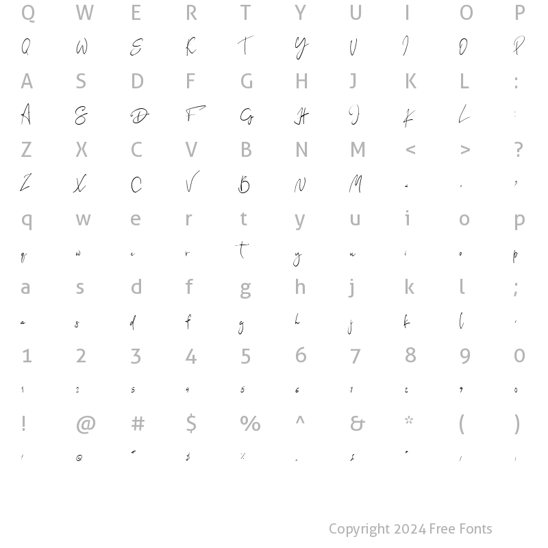 Character Map of Dream of spring Regular