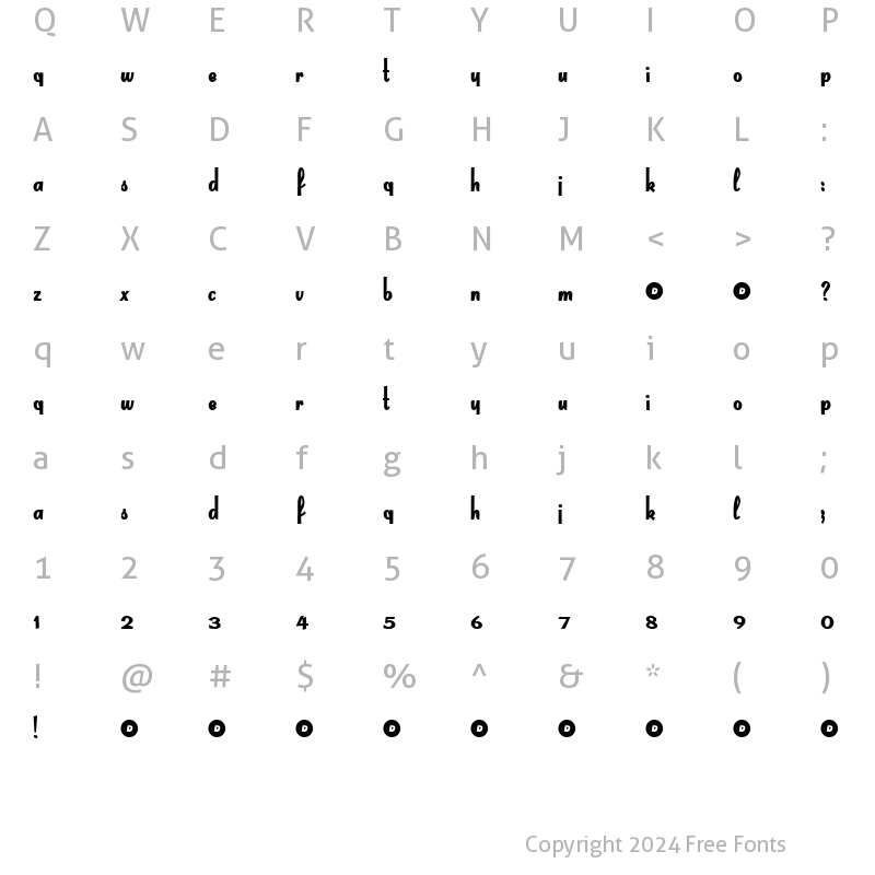 Character Map of Dream Regular