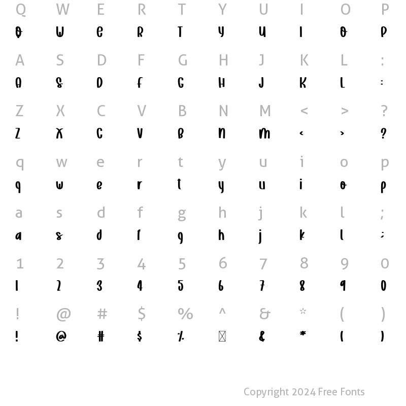 Character Map of Dream Without Fear Regular