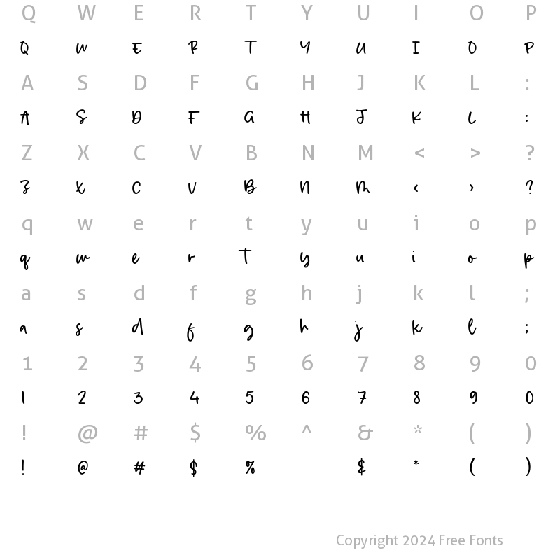 Character Map of Dreameyes Regular