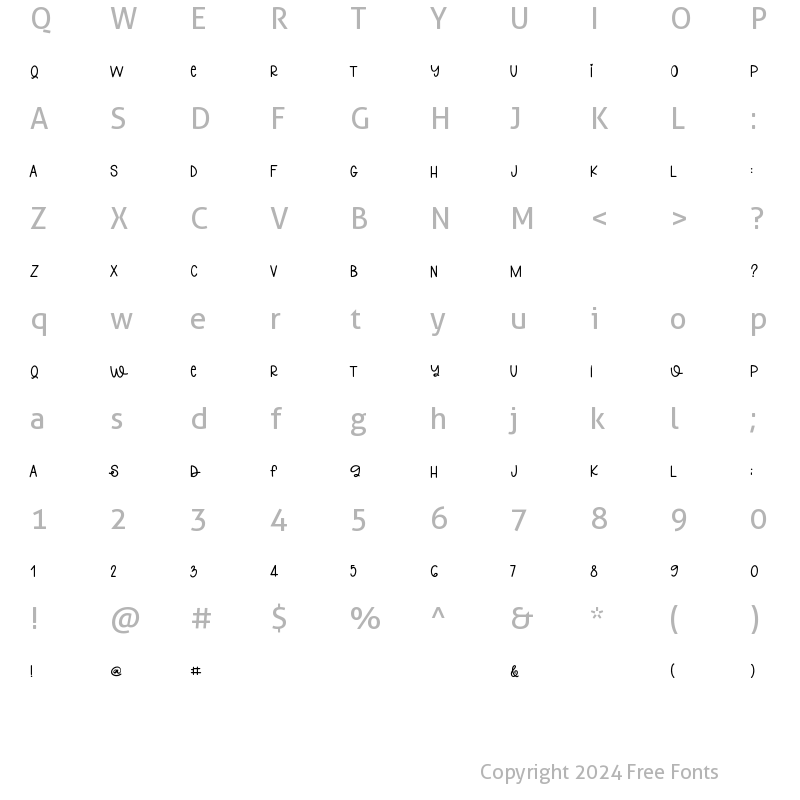 Character Map of DreamingOfSunshine Regular