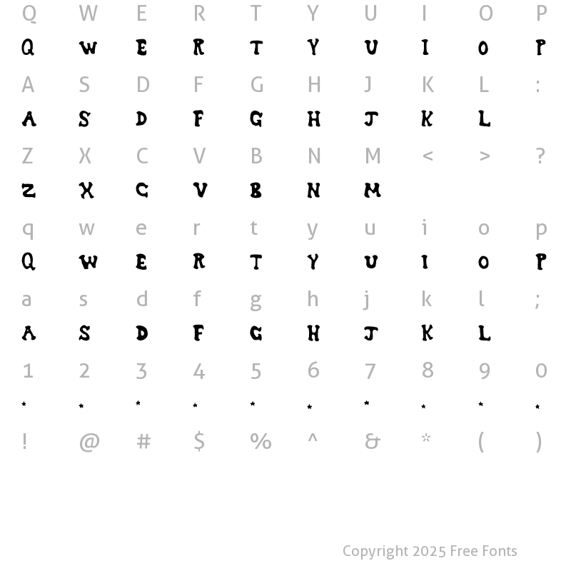 Character Map of Dreamwish Regular