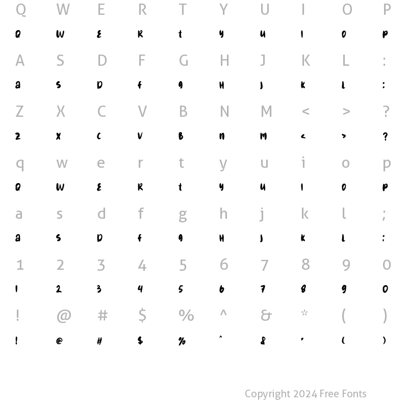 Character Map of Dreary Broken Regular