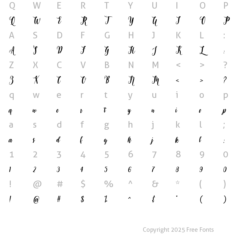 Character Map of Dreliona Regular