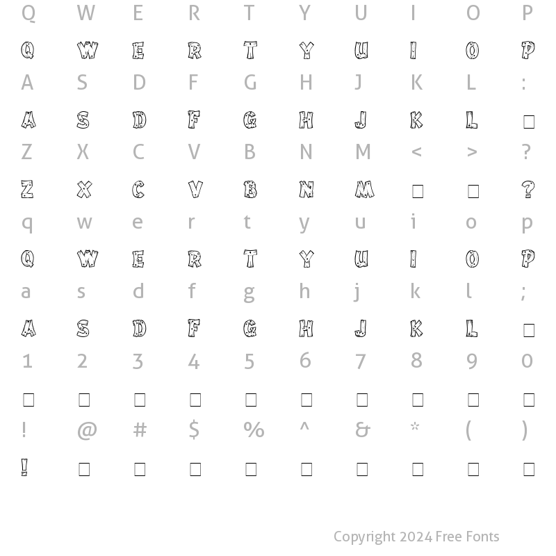 Character Map of Drift Wood Regular