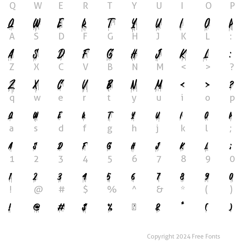 Character Map of Dripping Drops Regular